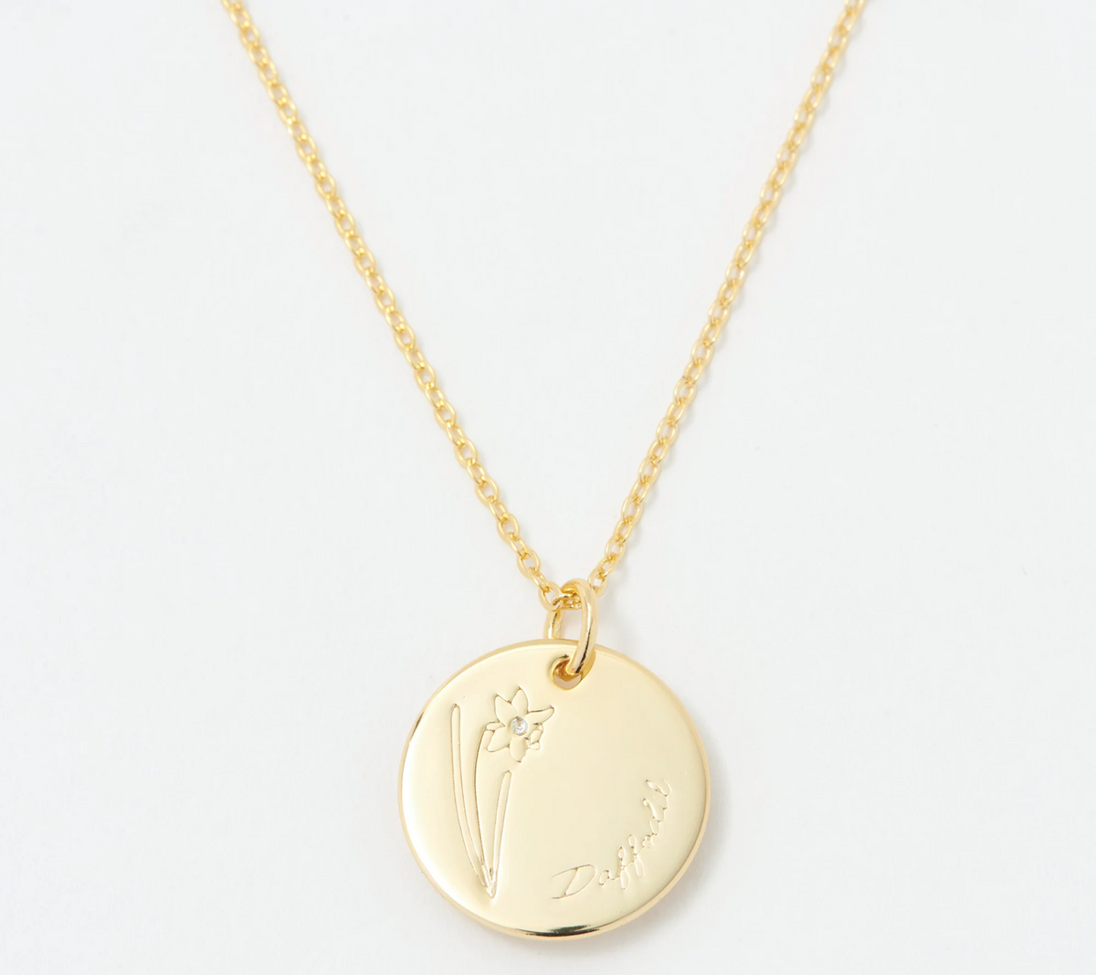 Diamonique Goldclad Sterling Silver Birthflower "Daffodils" Pendant 16"