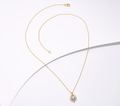 Diamonique Sunburst  Gold-clad Pendant Sterling Silver Necklace with Bookmark