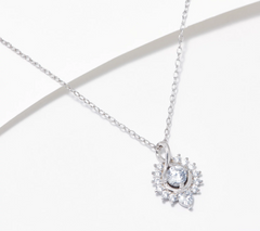 Diamonique Sunburst Pendant Sterling Silver Necklace with Bookmark