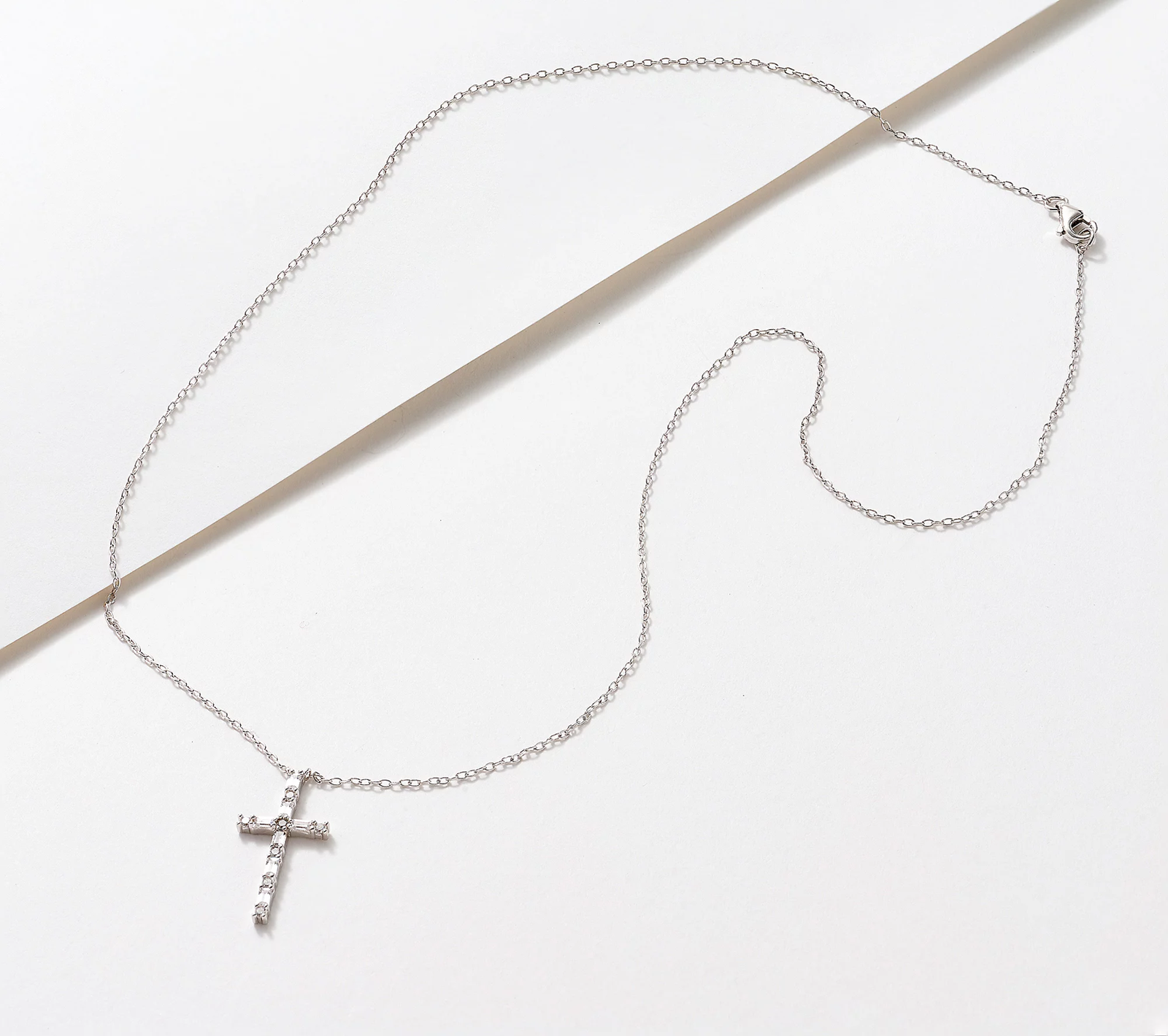 Diamonique x Courtney Khondabi Pave Cross Sterling silver Necklace