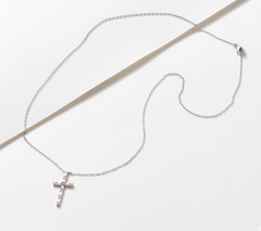 Diamonique x Courtney Khondabi Pave Cross Sterling silver Necklace