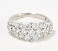 Diamonique Clear Cluster Flower Band Ring, Sterling Silver Size 9
