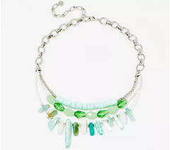 Susan Graver Jade Multi-Strand Beaded Statement Necklace