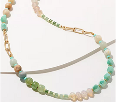 Susan Graver Glass Bead and Goldtone Chain Adjustable Necklace