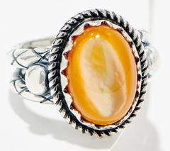 American West Sterling Silver Oval Gemstone Braided Ring, Golden (Copy)