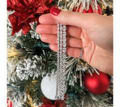 Diamonique Princess Cut Sterling Silver Tennis Bracelet 8"