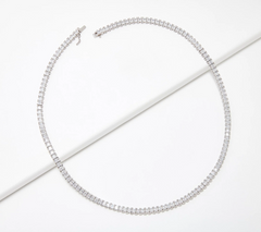 Diamonique Princess Cut Sterling Silver Tennis Necklace