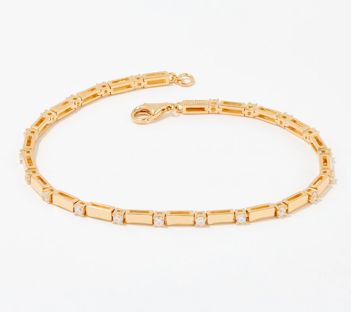 Diamonique x Kathy Levine Gold-Clad Sterling Silver Dot Dash Tennis Bracelet, Large