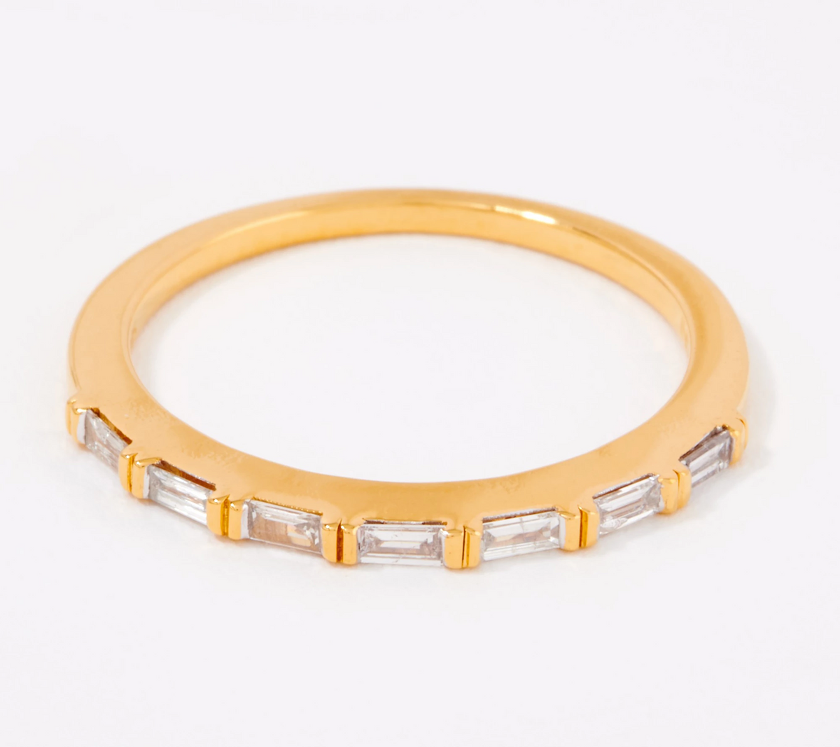 Accents by Affinity Baguette Cut Gold-Over SS Ring Size 7