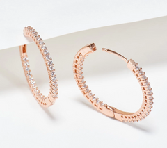Diamonique Rosegold-Over SScRound Cut 1" Inside Out Hoop Earrings