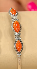 American West Sterling Silver Three Gemstone Stackable Cuff, Size 7-1/4"