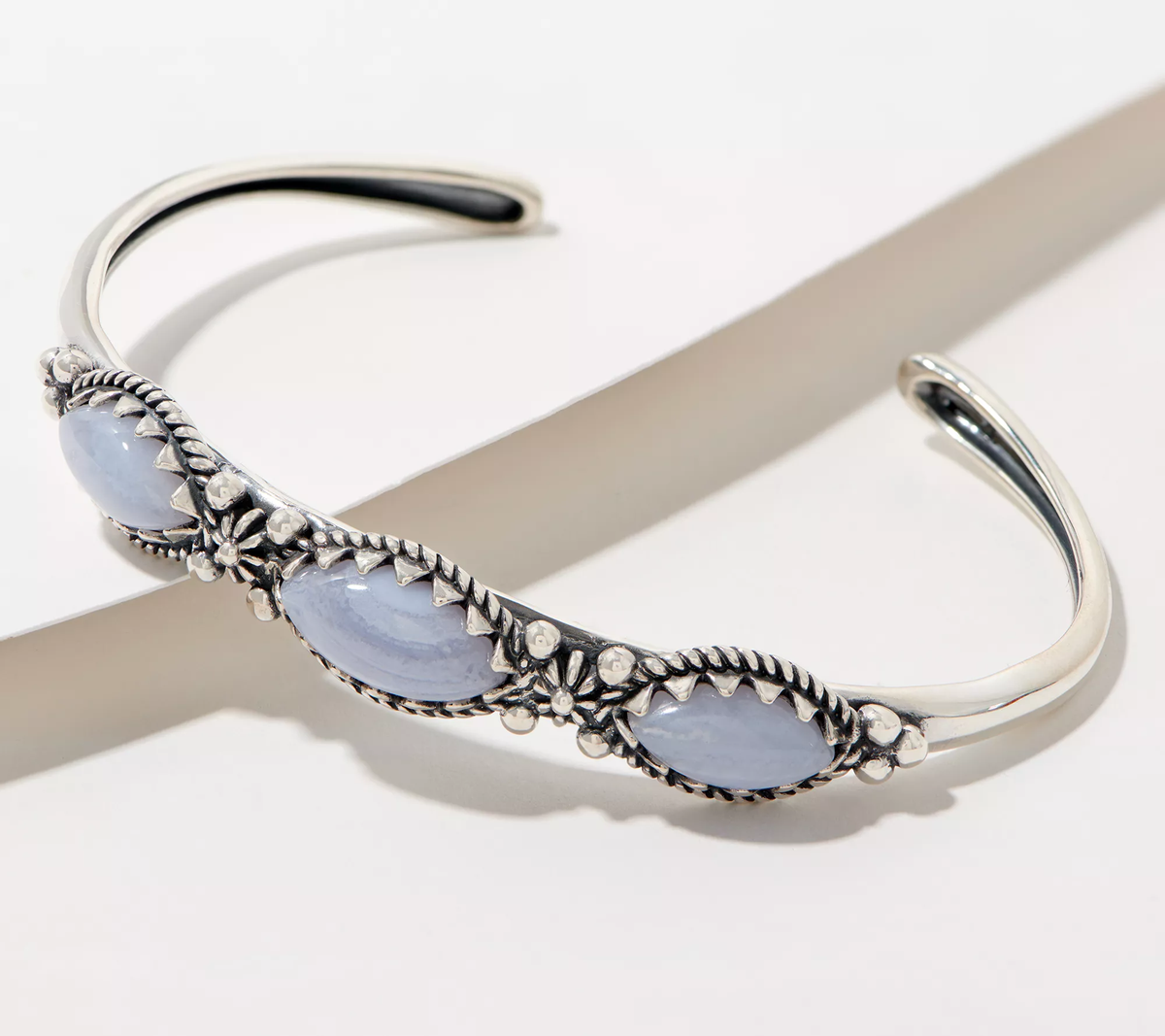 American West Sterling Silver Three Gemstone Stackable Cuff, Size 8"