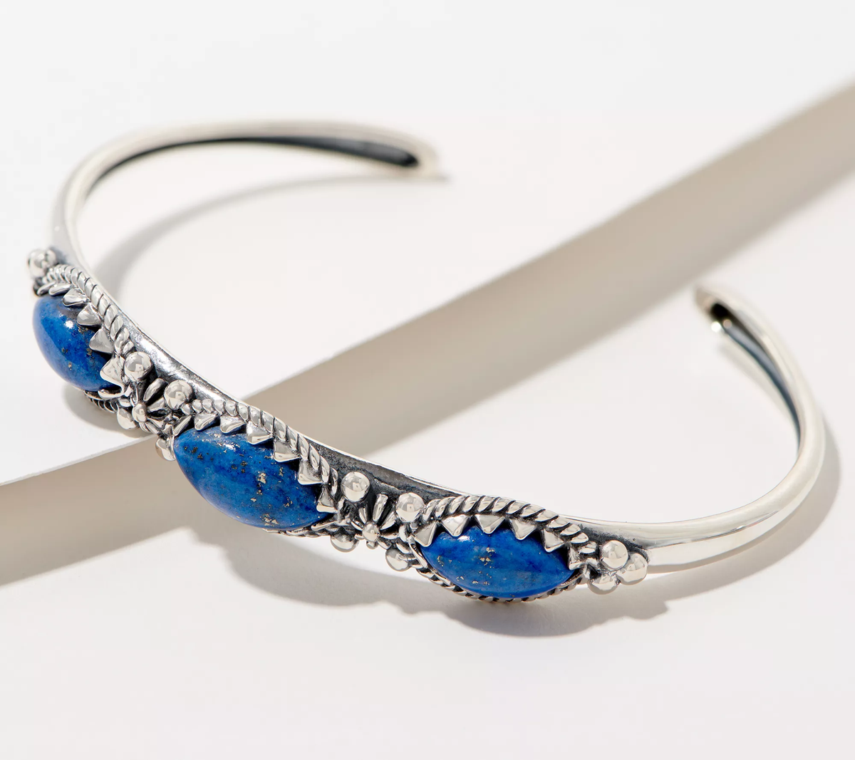 American West Sterling Silver Three Gemstone Stackable Cuff, Size 7-1/4"