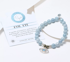 T.Jazelle Luck Gemstone Beaded Bracelet with Sterling Silver Charm, S/A