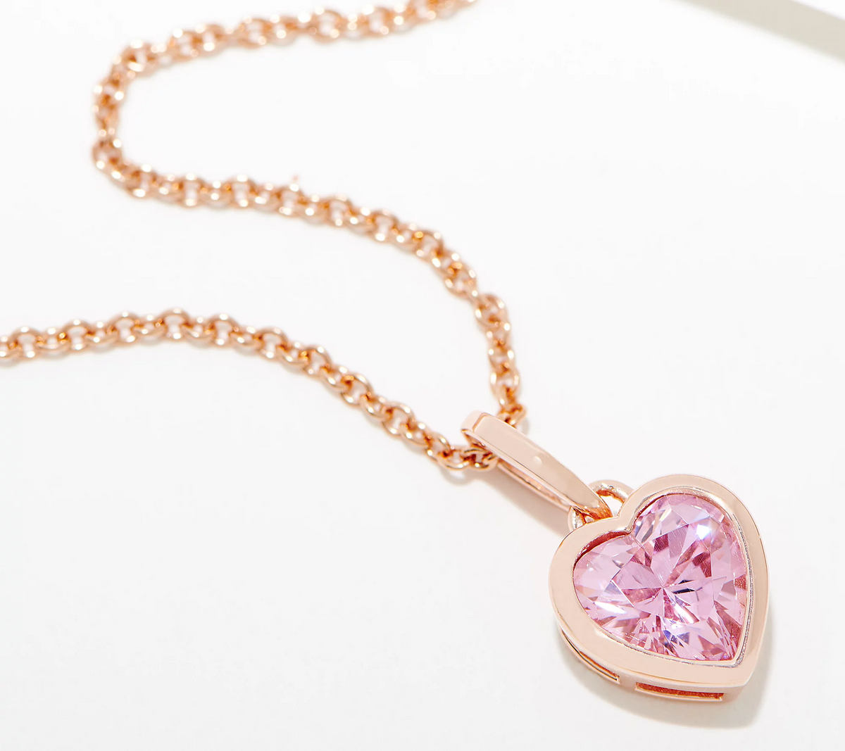 Diamonique Rose-Clad Sterling Silver Stud Heart Pendant Necklace