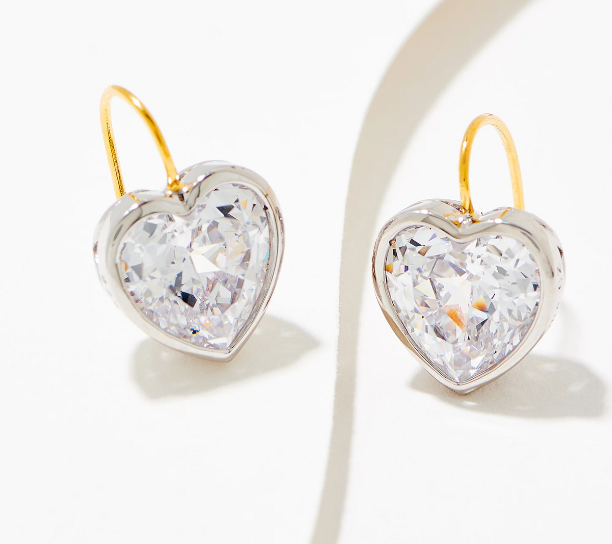 Diamonique x Jennifer Miller Silver/Yellow 100 Facet Heart Earrings