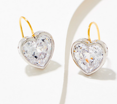 Diamonique x Jennifer Miller Silver/Yellow 100 Facet Heart Earrings