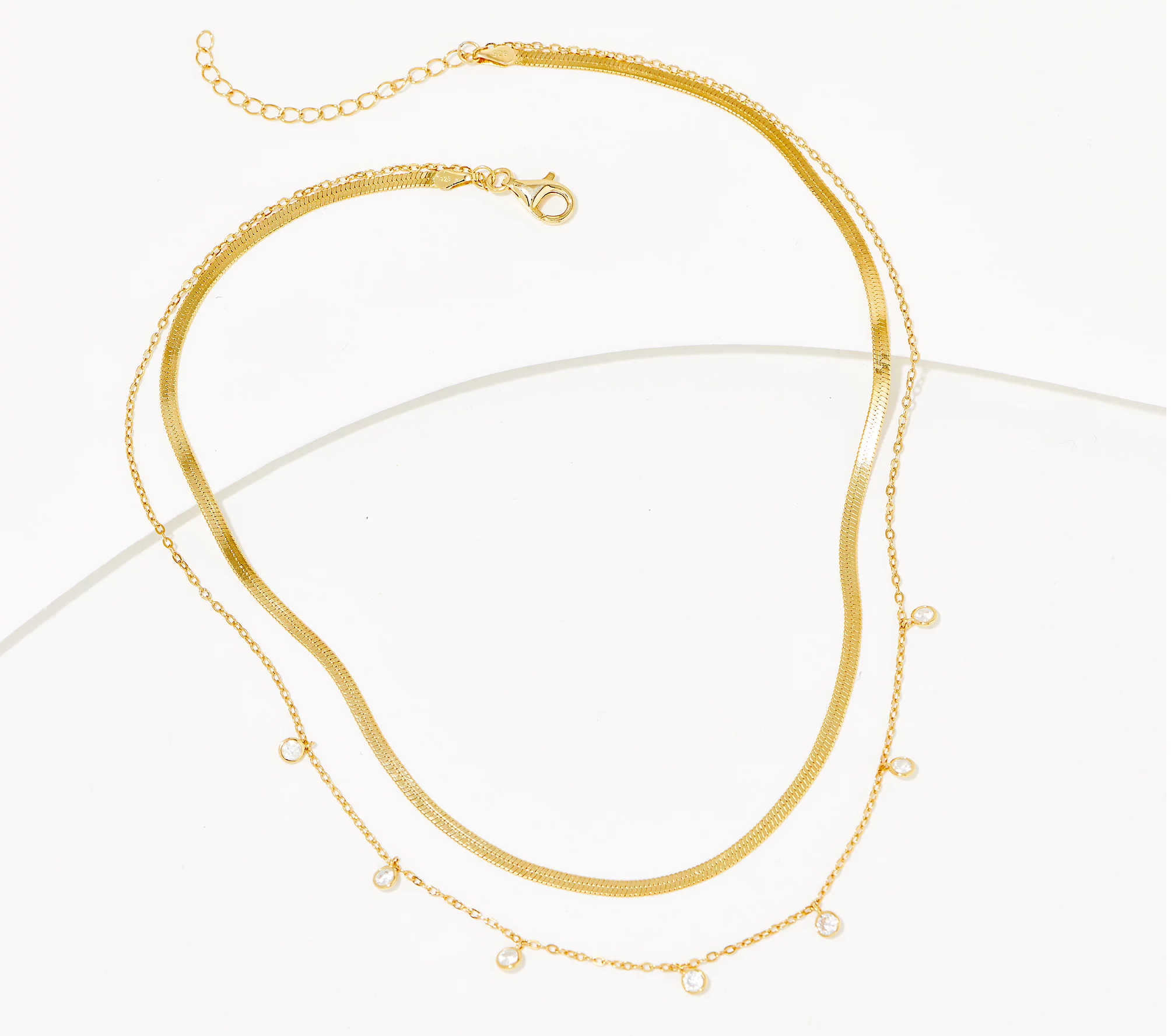 Diamonique Goldclad Sterling Silver CZ Double Layer Necklace 16"