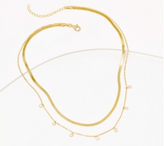 Diamonique Goldclad Sterling Silver CZ Double Layer Necklace 16"