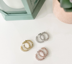 Diamonique Gold-Over Sterling Silver Brilliant Cut Inside-Out Hoop Earrings