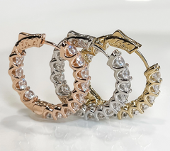 Diamonique Gold-Over Sterling Silver Brilliant Cut Inside-Out Hoop Earrings