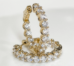 Diamonique Gold-Over Sterling Silver Brilliant Cut Inside-Out Hoop Earrings