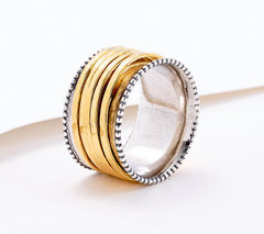 Or Paz Sterling Silver Goldclad Classic Spinner Band Ring Size 7