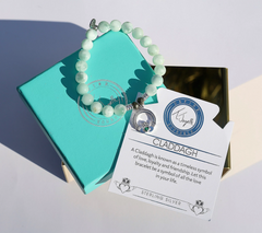 T. Jazelle St. Patrick's Green Angelite Beaded Bracelet with SS Claddagh Charm