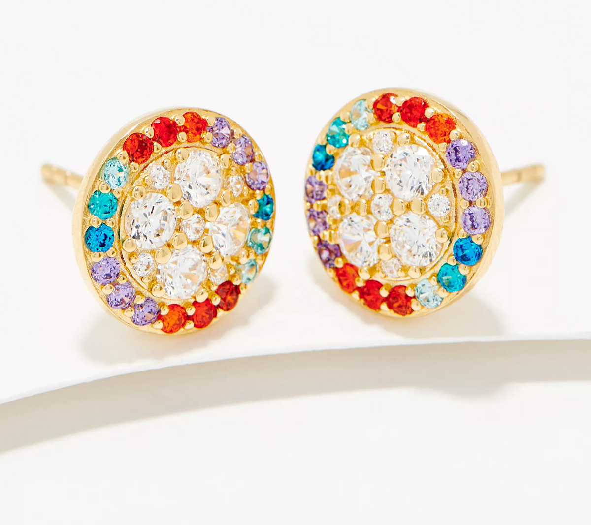 Diamonique x Kathy Levine Pinwheel Multi Color 14K Yellow Gold-Plated Sterling Silver Earrings