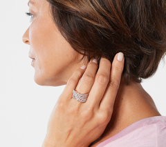 Diamonique Rose Clad Sterling Silver Round and Baguette Bypass Ring, Size 6