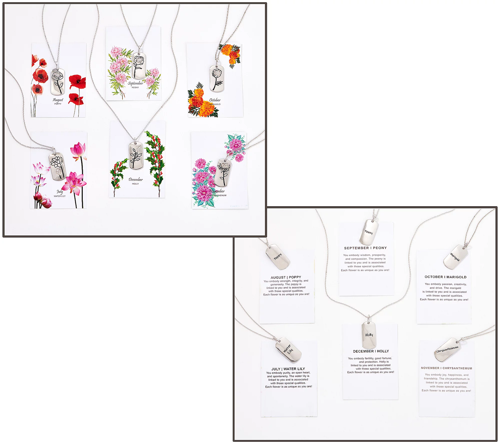 Diamonique Sterling Silver Birth Flower July Necklace Gift