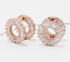 Diamonique x Lisa Freede Baguette Circle Huggie Hoop Rosetone Earrings