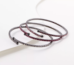 Diamonique x Lisa Freede Set of 3 Round Clear / LT Pink /Pink Crystal Wrap Bracelets