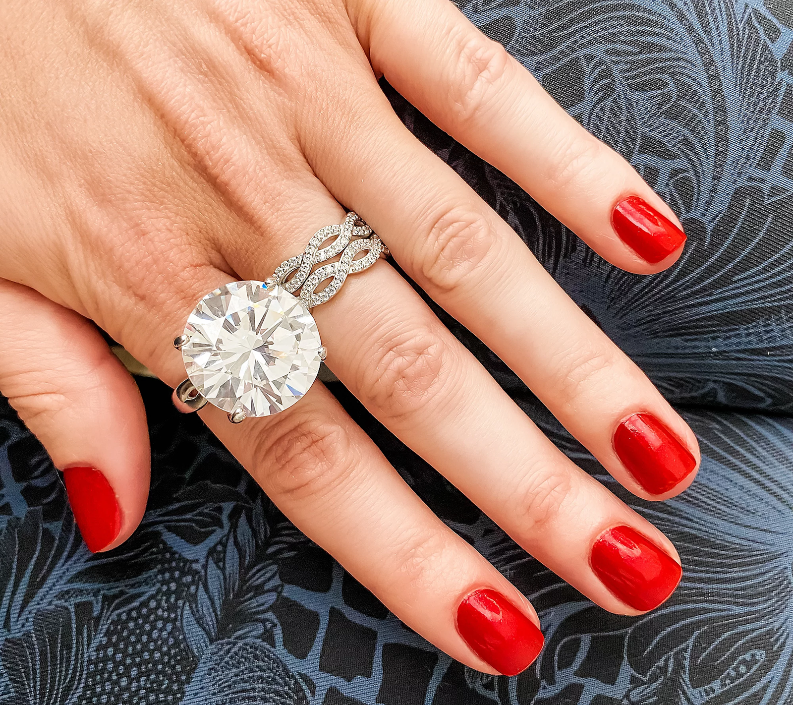Diamonique x Jane Treacy Anniversary 35 Platinum Clad Ct Ring Set Size 6