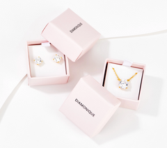 Diamonique Gold Clad SS 120 Facet Studs and Solitaire Necklace Gift Set