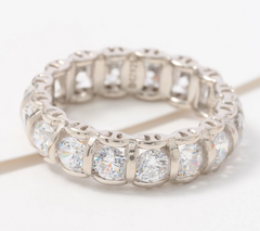 Diamonique Sterling Silver Round Cut Band Ring, Size 5