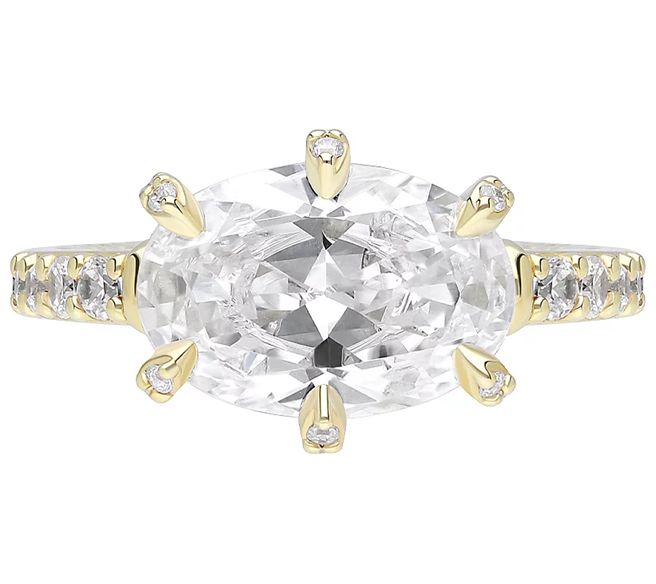 JUDITH Classic 14K Gold Clad Diamonique Ring, Size 8
