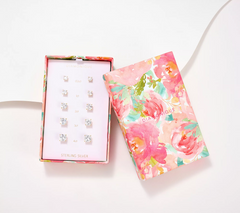 Diamonique Gold Clad Sterling Silver Boxed Set of 5 Graduated Cushion Cut Studs