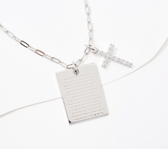 Diamonique x Allison Avery Lord's Prayer & Cross Silvertone-plated brass Chain Necklace