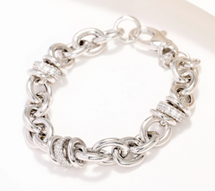Diamonique Sterling Silver Italia Polished Rolo Bracelet, 7-3/4"