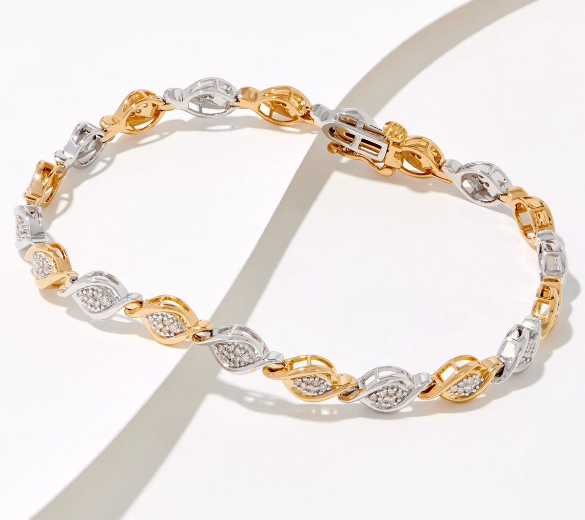 Affinity Diamonds Two-Tone Silver/Gold Sterling Silver Bracelet 7-1/4"