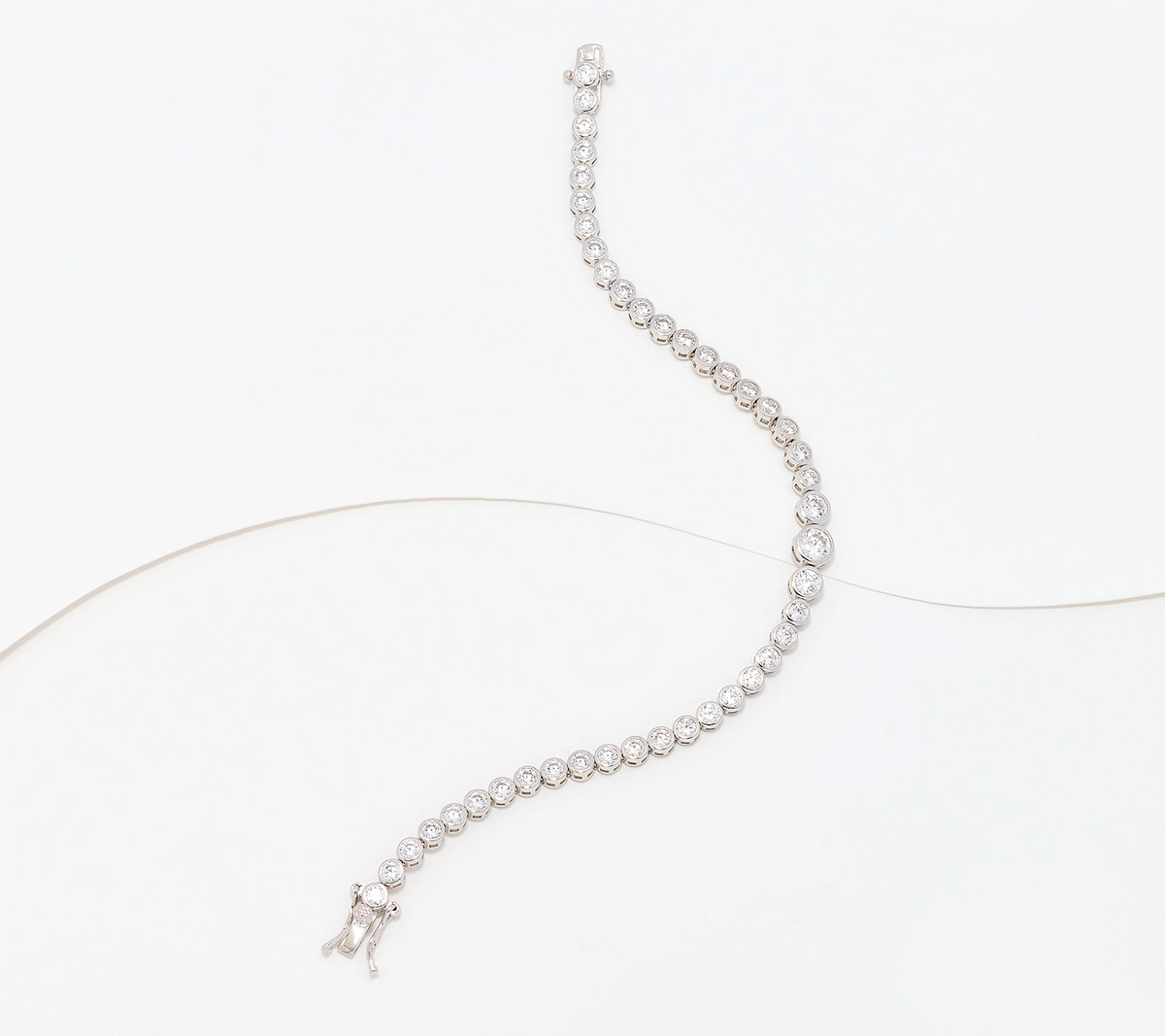 Diamonique Graduated Bezel-Set Round Tennis SS Bracelet Avg