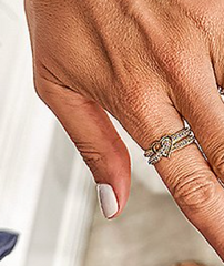 Diamonique Sterling Silver Crossover Heart Ring Size 6