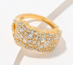 Diamonique Gold Clad Sterling Silver Round Cut Faceted Sparkle Ring, Size 8