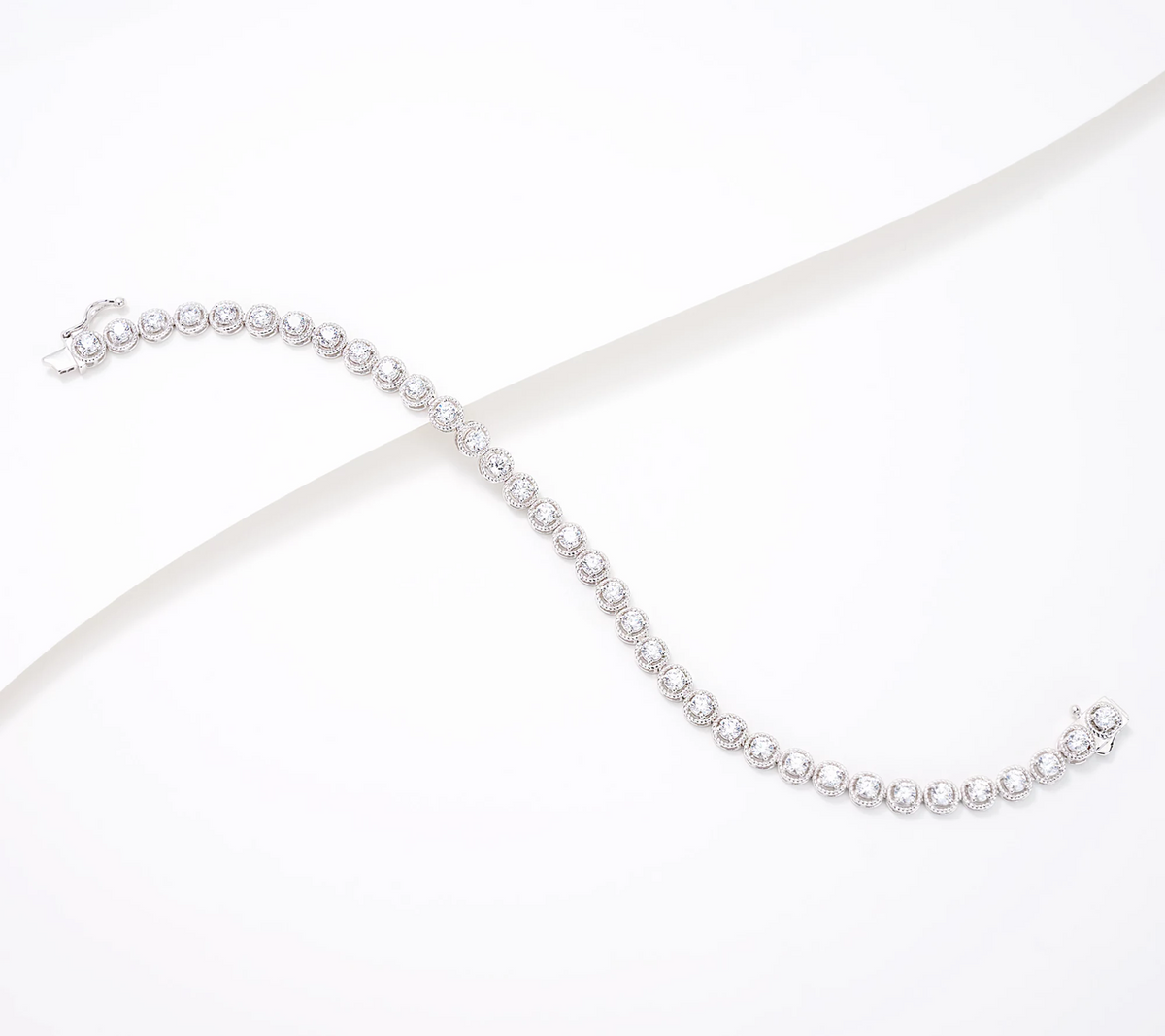 Diamonique Brilliant Cut Tennis Sterling Silver Bracelet Avg