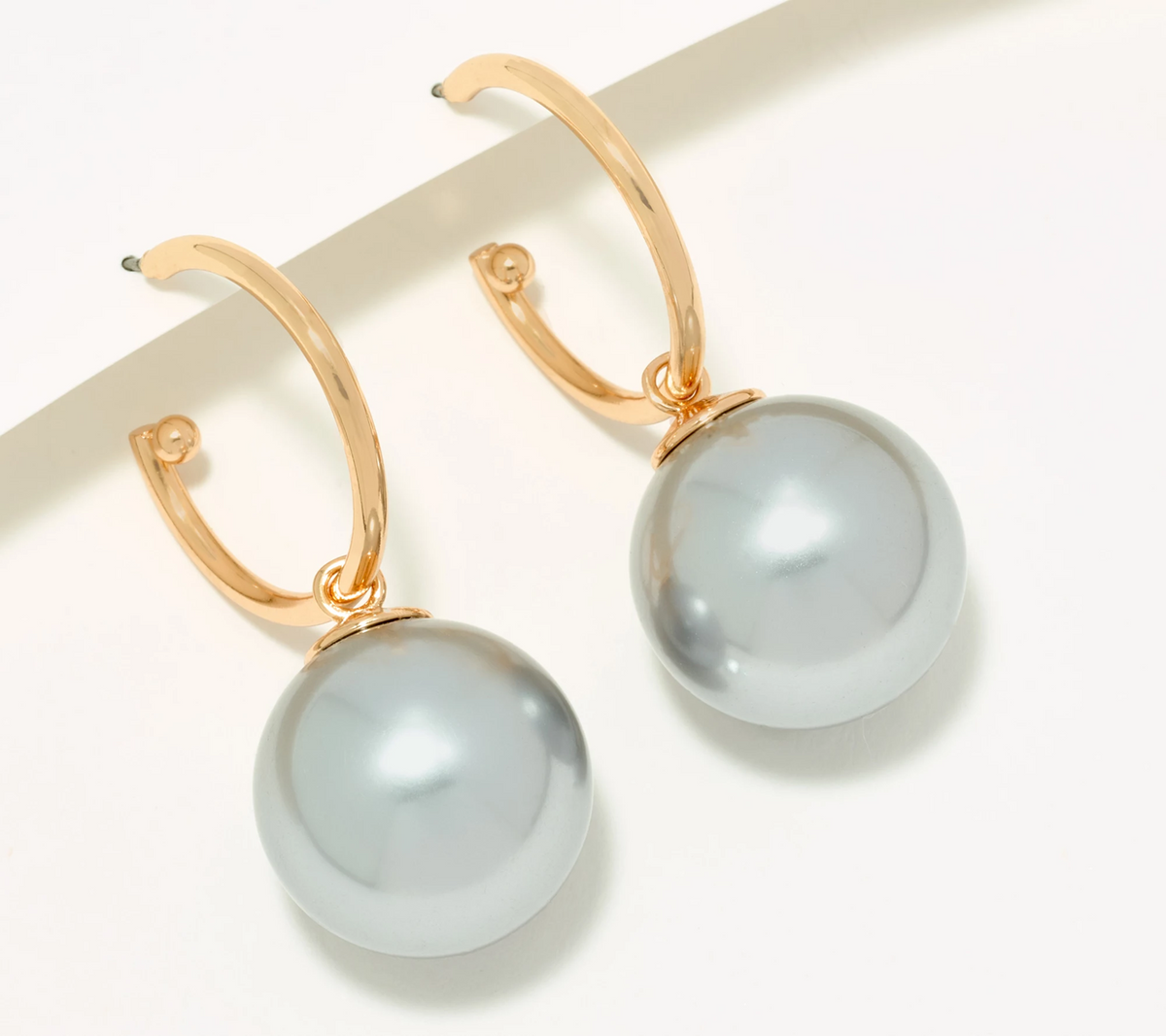 Joan Rivers Hoop Earring with Removable Jumbo Faux Grey Pearl