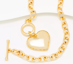 Joan Rivers Heart Charm Toggle Gold Tone Necklace with Rolo Chain