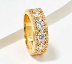 Diamonique Sterling Silver Goldclad Brilliant Cut Cubic Zirconia Wedding Band Ring, Size 8
