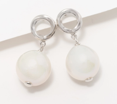 Honora Circle Element Cultured Ming Pearl Drop Earrings, Sterling Silver