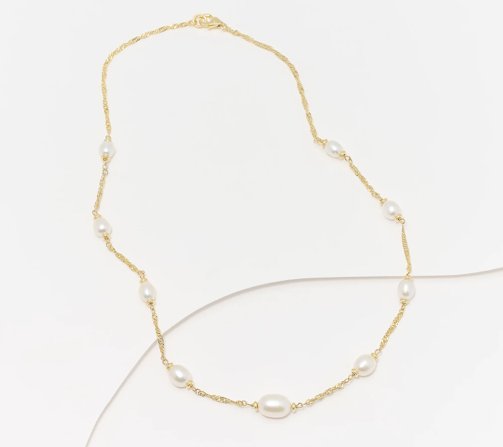 Honora Cultured Pearl Graduated Station 18" Signapore 18K GoldPlated  SS Chain Necklace